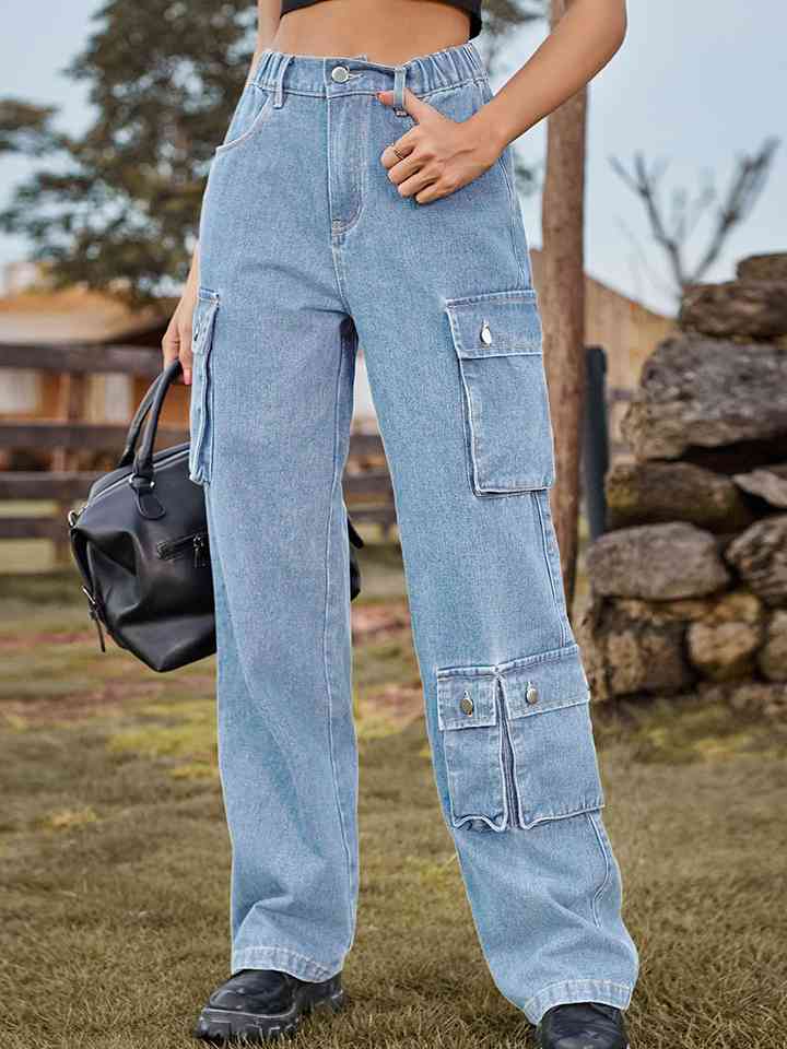 Straight Leg Cargo Jeans