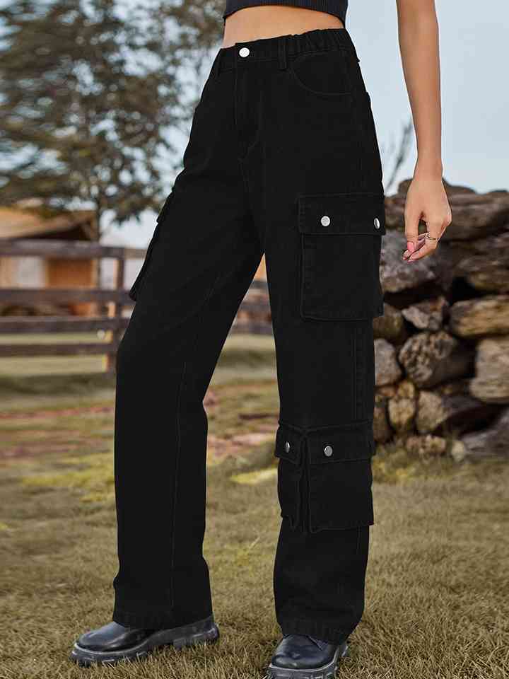 Straight Leg Cargo Jeans