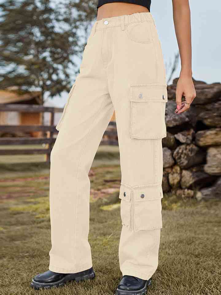 Straight Leg Cargo Jeans